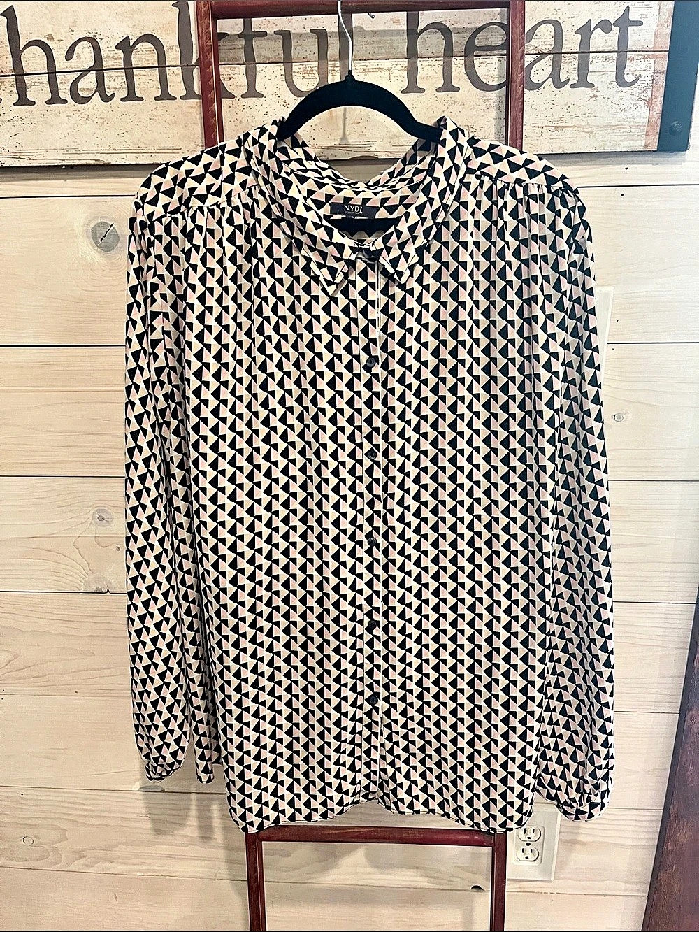 NYDJ Geometric Blouse in Black & Pink 4X Like New